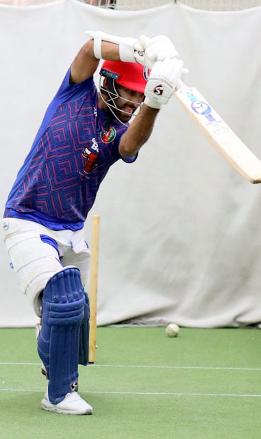 Mohammad Nabi doing batting practice in nets